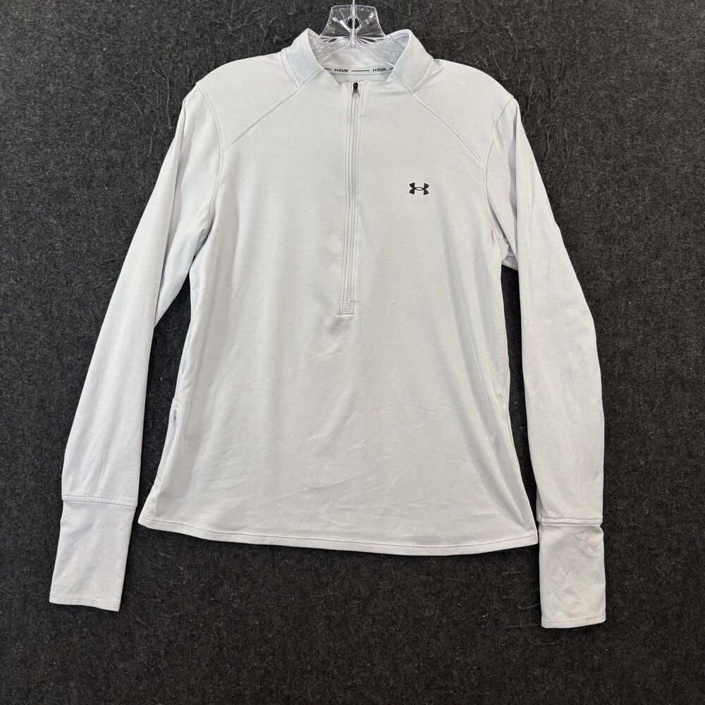 Under Armour Run Track Pullover Women's Medium Gray HeatGear 1/4 Zip Running